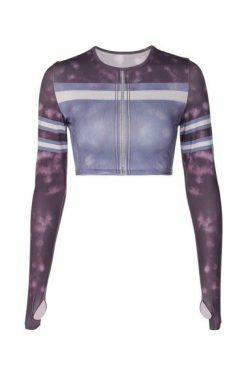 Y2K Tie Dye Splice Print Crop Long Sleeve Tee - Coquette Aesthetic Grunge Style Women's Fashion