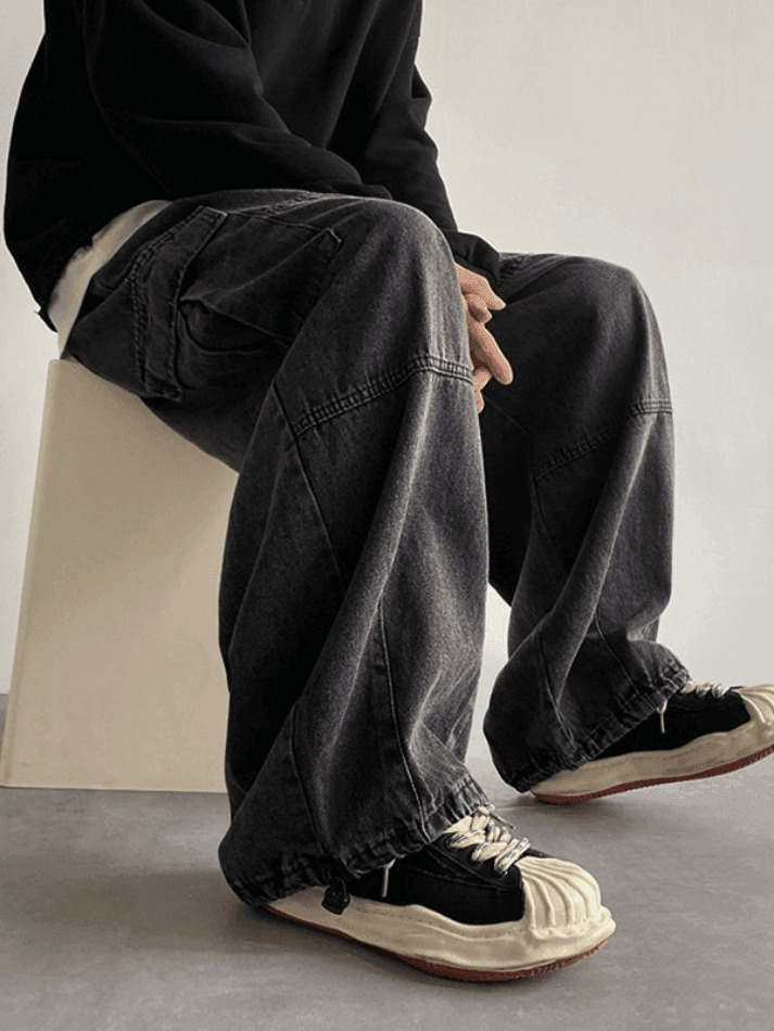 Y2K Vintage Cargo Jeans: Grunge Aesthetic with Coquette Style, Pastel Goth Vib