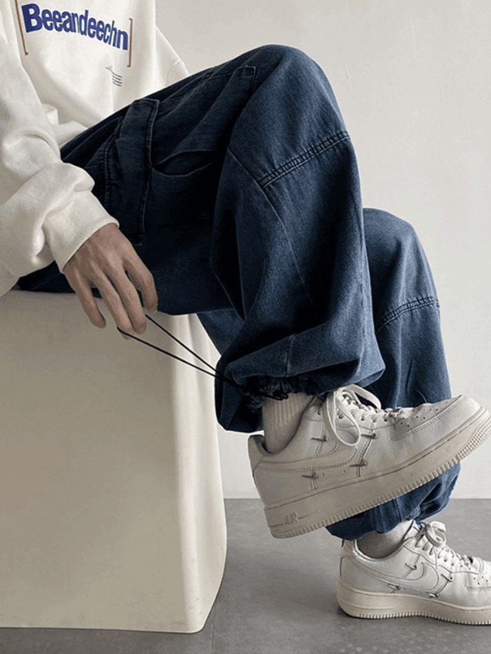 Y2K Vintage Cargo Jeans: Grunge Aesthetic with Coquette Style, Pastel Goth Vib