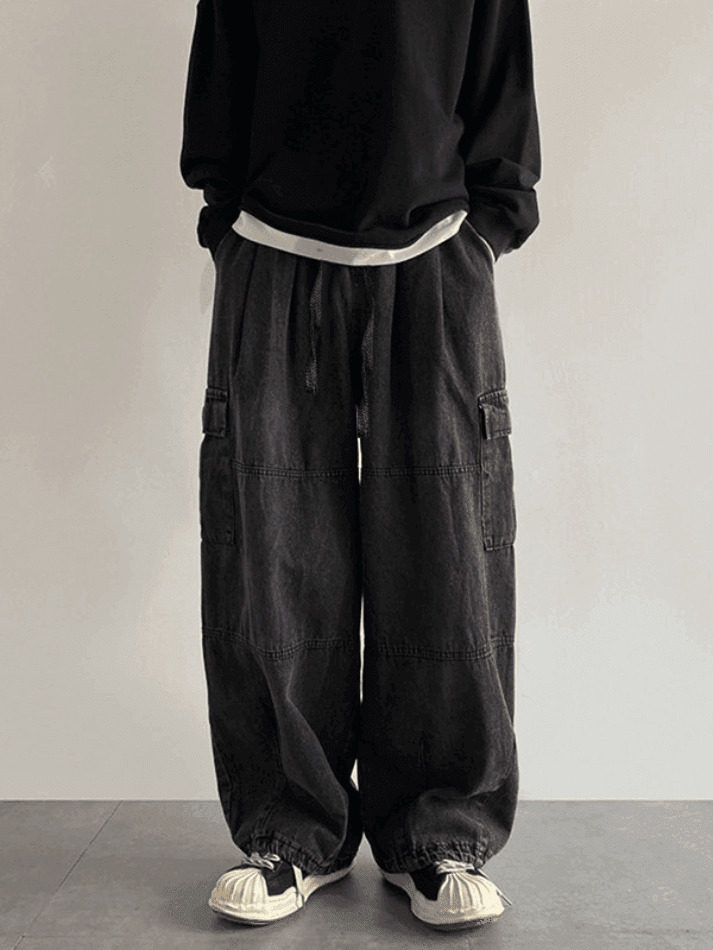 Y2K Vintage Cargo Jeans: Grunge Aesthetic with Coquette Style, Pastel Goth Vib