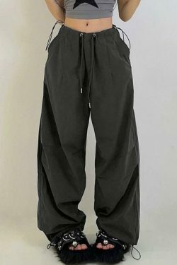 Y2K Vintage Drawstring Cargo Pants: American Style Aesthetic for Women