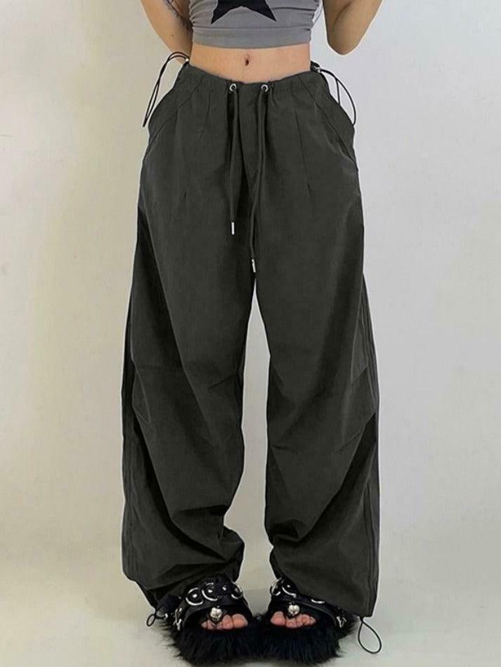 Y2K Vintage Drawstring Cargo Pants: American Style Aesthetic for Women