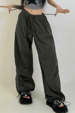 Y2K Vintage Drawstring Cargo Pants: American Style Aesthetic for Women