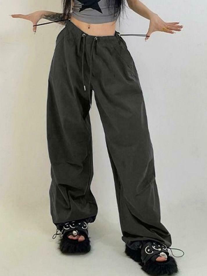 Y2K Vintage Drawstring Cargo Pants: American Style Aesthetic for Women