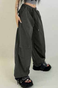 Y2K Vintage Drawstring Cargo Pants: American Style Aesthetic for Women