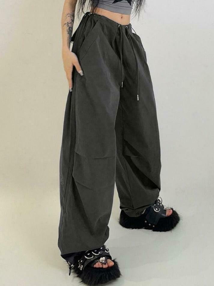 Y2K Vintage Drawstring Cargo Pants: American Style Aesthetic for Women