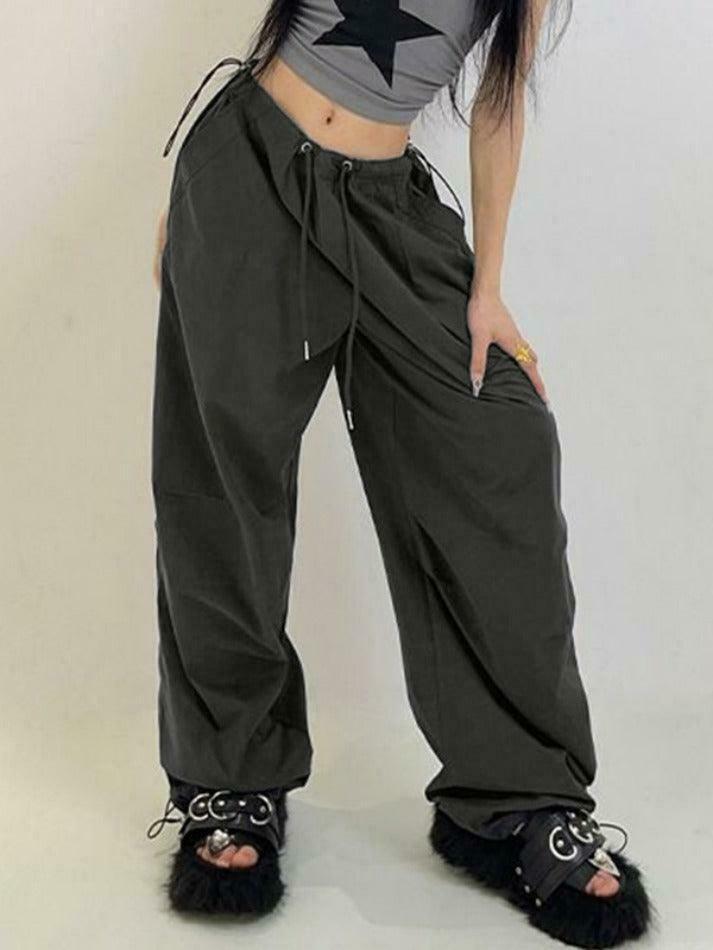 Y2K Vintage Drawstring Cargo Pants: American Style Aesthetic for Women