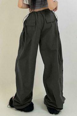 Y2K Vintage Drawstring Cargo Pants: American Style Aesthetic for Women