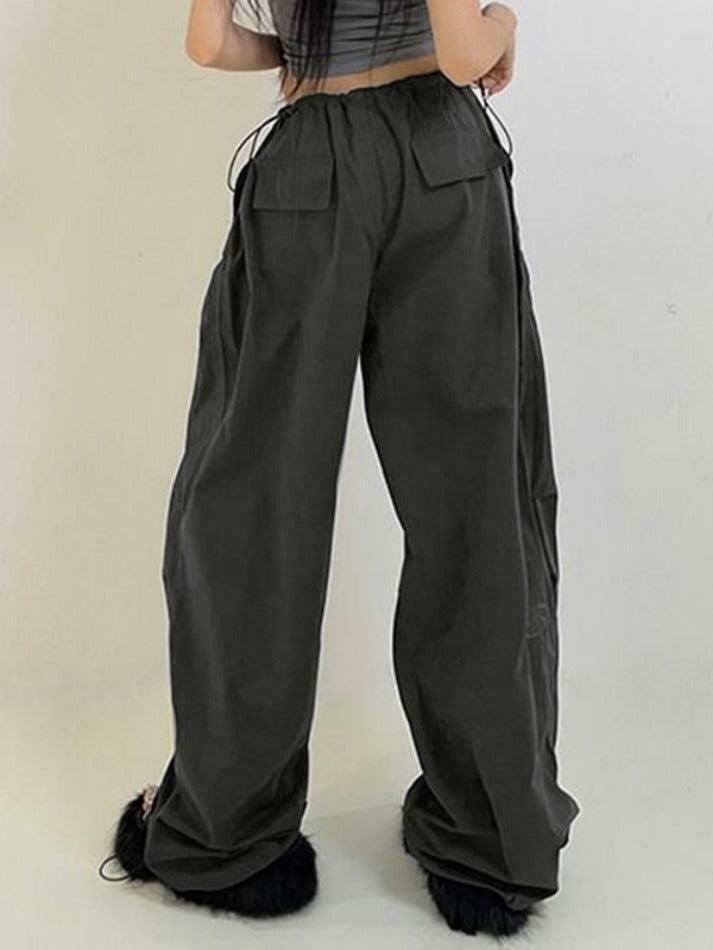 Y2K Vintage Drawstring Cargo Pants: American Style Aesthetic for Women