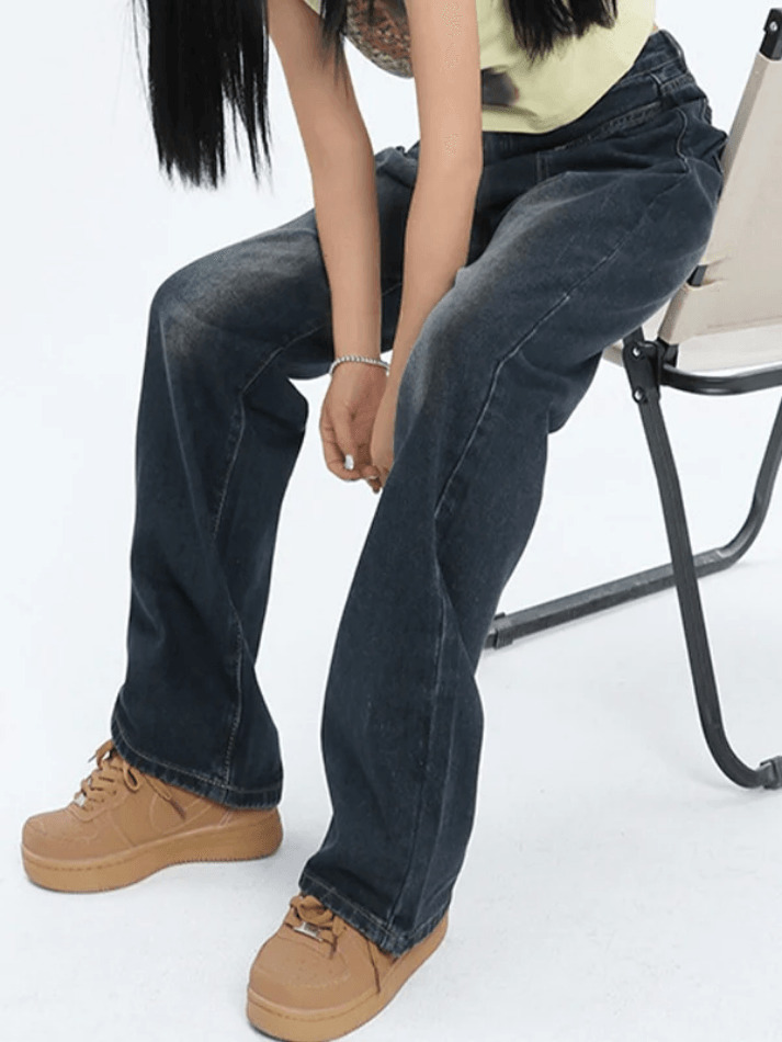 Y2K Vintage Gradient Wash Jeans - Coquette Aesthetic Street Fashion for Women