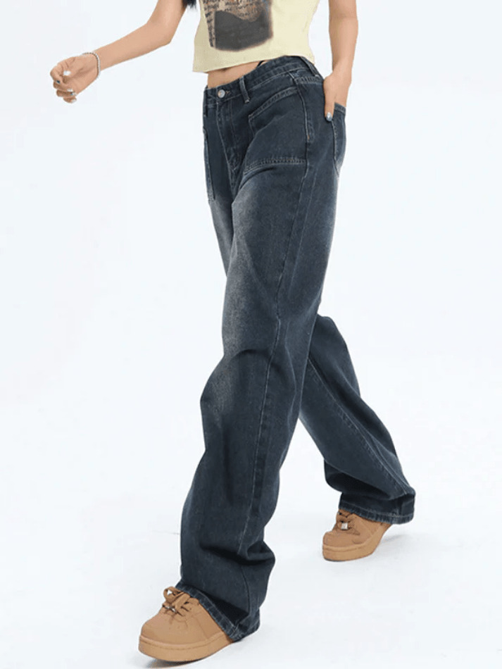 Y2K Vintage Gradient Wash Jeans - Coquette Aesthetic Street Fashion for Women