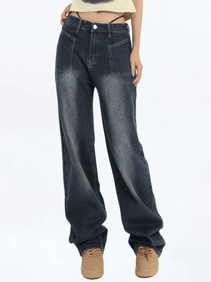 Y2K Vintage Gradient Wash Jeans - Coquette Aesthetic Street Fashion for Women