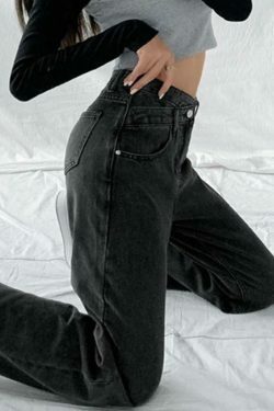 Y2K Vintage High Rise Boyfriend Jeans with Crossover Waist