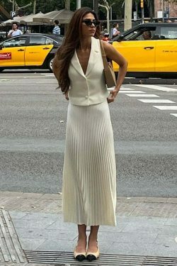 Y2K Vintage Pleated Skirt Suit Set - Coquette Aesthetic with Pastel Goth Vibes