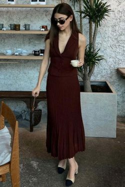 Y2K Vintage Pleated Skirt Suit Set - Coquette Aesthetic with Pastel Goth Vibes