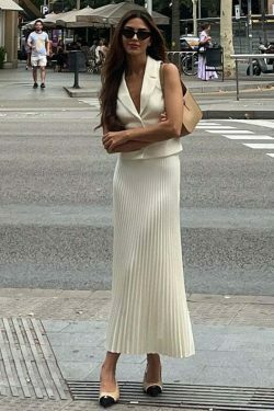 Y2K Vintage Pleated Skirt Suit Set - Coquette Aesthetic with Pastel Goth Vibes