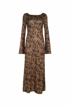 Y2K Vintage Print Maxi Dress with Trumpet Sleeves - Coquette Aesthetic Grunge Style Women's Fashion