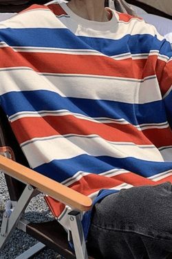 Y2K Vintage Striped Pullover Sweatshirt - Coquette Aesthetic Grunge Style - Cute Tops & Cargo Skirt