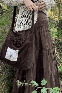 Y2K Vintage Tiered Midi Skirt: Coquette Aesthetic with Grunge & Pastel Goth Vibes