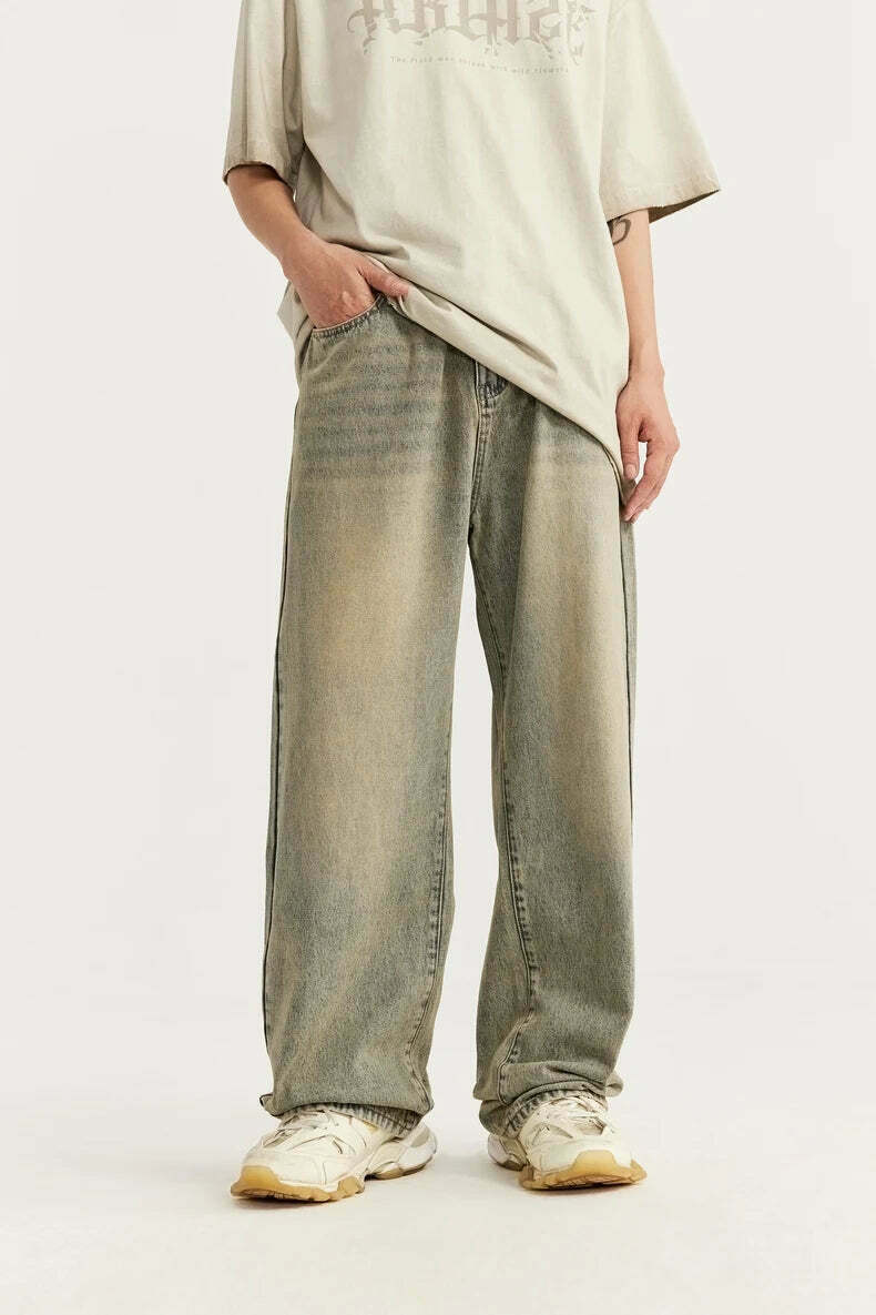 Y2K Vintage Wash Loose Fit Jeans - Coquette Aesthetic Grunge Style Cargo Skirt Women's Fashion Y2K Vintage Wash Loose Fit Jeans - Coquette Aesthetic Grunge Style Cargo Skirt Women's Fashion