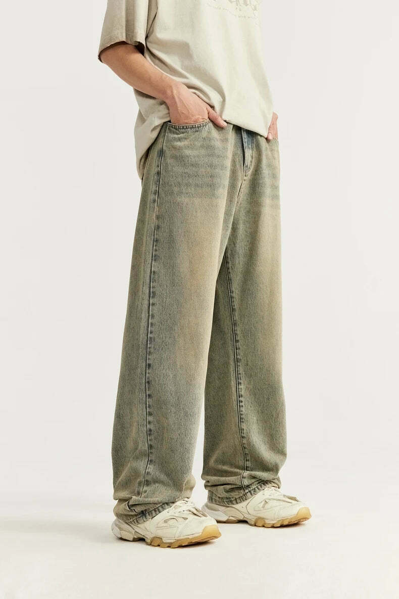 Y2K Vintage Wash Loose Fit Jeans - Coquette Aesthetic Grunge Style Cargo Skirt Women's Fashion Y2K Vintage Wash Loose Fit Jeans - Coquette Aesthetic Grunge Style Cargo Skirt Women's Fashion