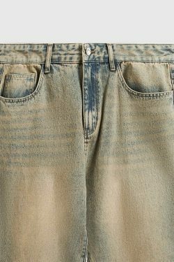 Y2K Vintage Wash Loose Fit Jeans - Coquette Aesthetic Grunge Style Cargo Skirt Women's Fashion