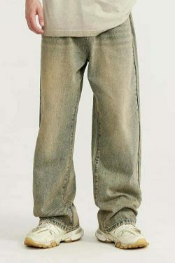 Y2K Vintage Wash Loose Fit Jeans - Coquette Aesthetic Grunge Style Cargo Skirt Women's Fashion