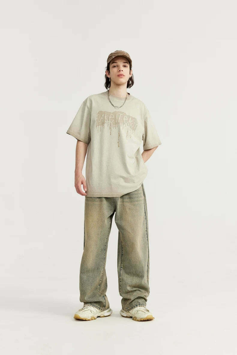 Y2K Vintage Wash Loose Fit Jeans - Coquette Aesthetic Grunge Style Cargo Skirt Women's Fashion Y2K Vintage Wash Loose Fit Jeans - Coquette Aesthetic Grunge Style Cargo Skirt Women's Fashion