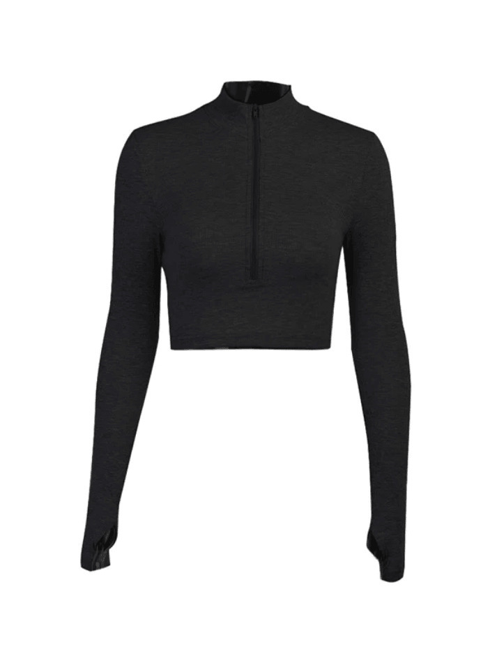 Y2K Zipper Crop Knit Top: Coquette Aesthetic Grunge Style - Cute Pastel Goth Fashion