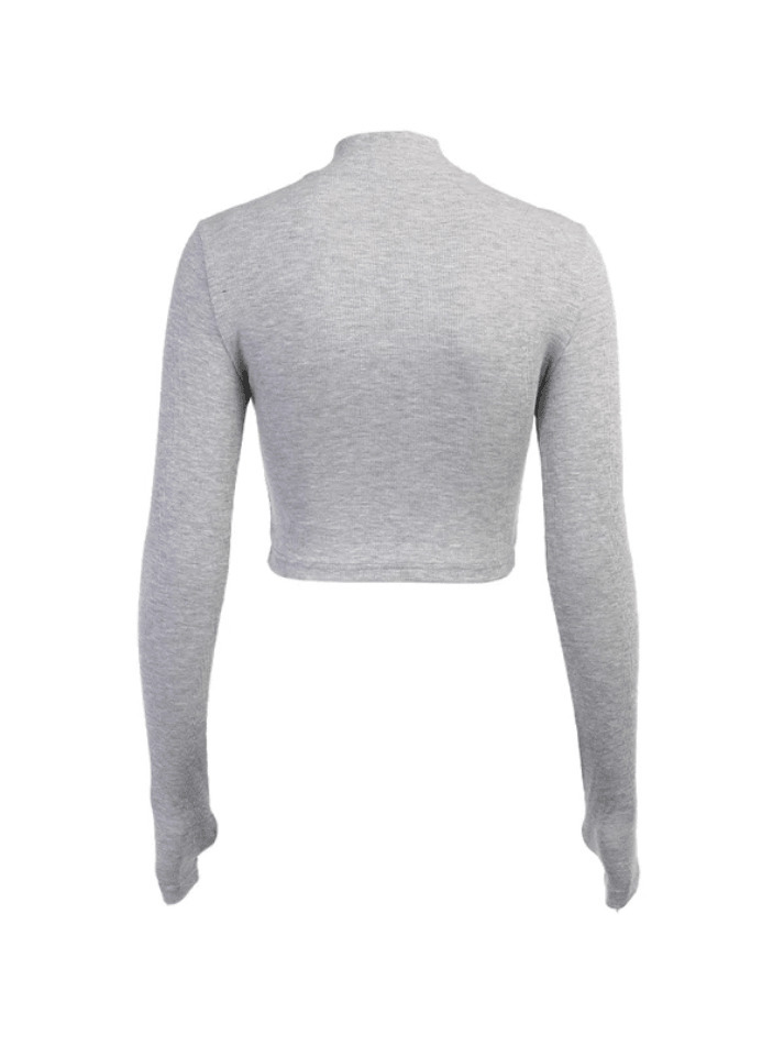 Y2K Zipper Crop Knit Top: Coquette Aesthetic Grunge Style - Cute Pastel Goth Fashion