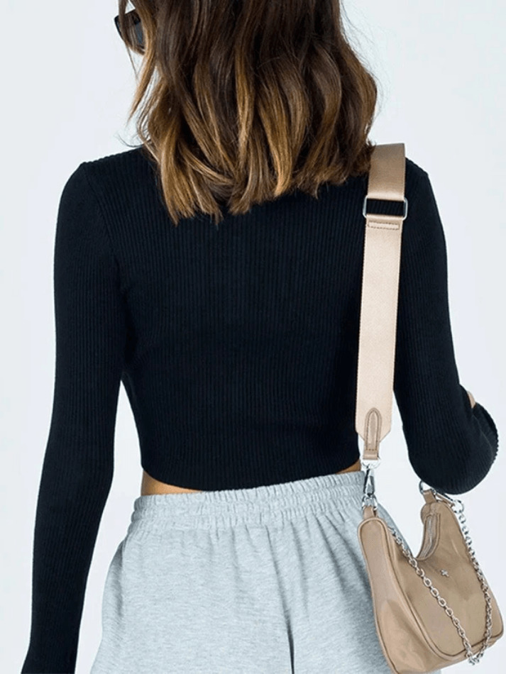 Y2K Zipper Crop Knit Top: Coquette Aesthetic Grunge Style - Cute Pastel Goth Fashion