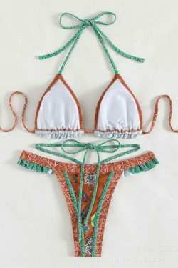 Yellow Strap Bikini: Y2K Fashion Halter Swimsuit - Coquette Aesthetic, Grunge Style, Cute Tops