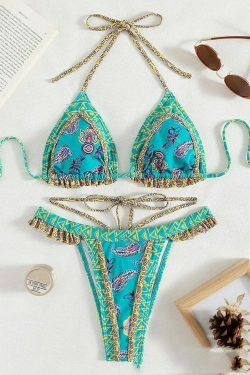 Yellow Strap Bikini: Y2K Fashion Halter Swimsuit - Coquette Aesthetic, Grunge Style, Cute Tops