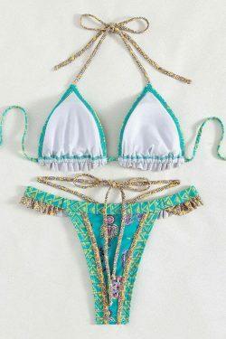 Yellow Strap Bikini: Y2K Fashion Halter Swimsuit - Coquette Aesthetic, Grunge Style, Cute Tops