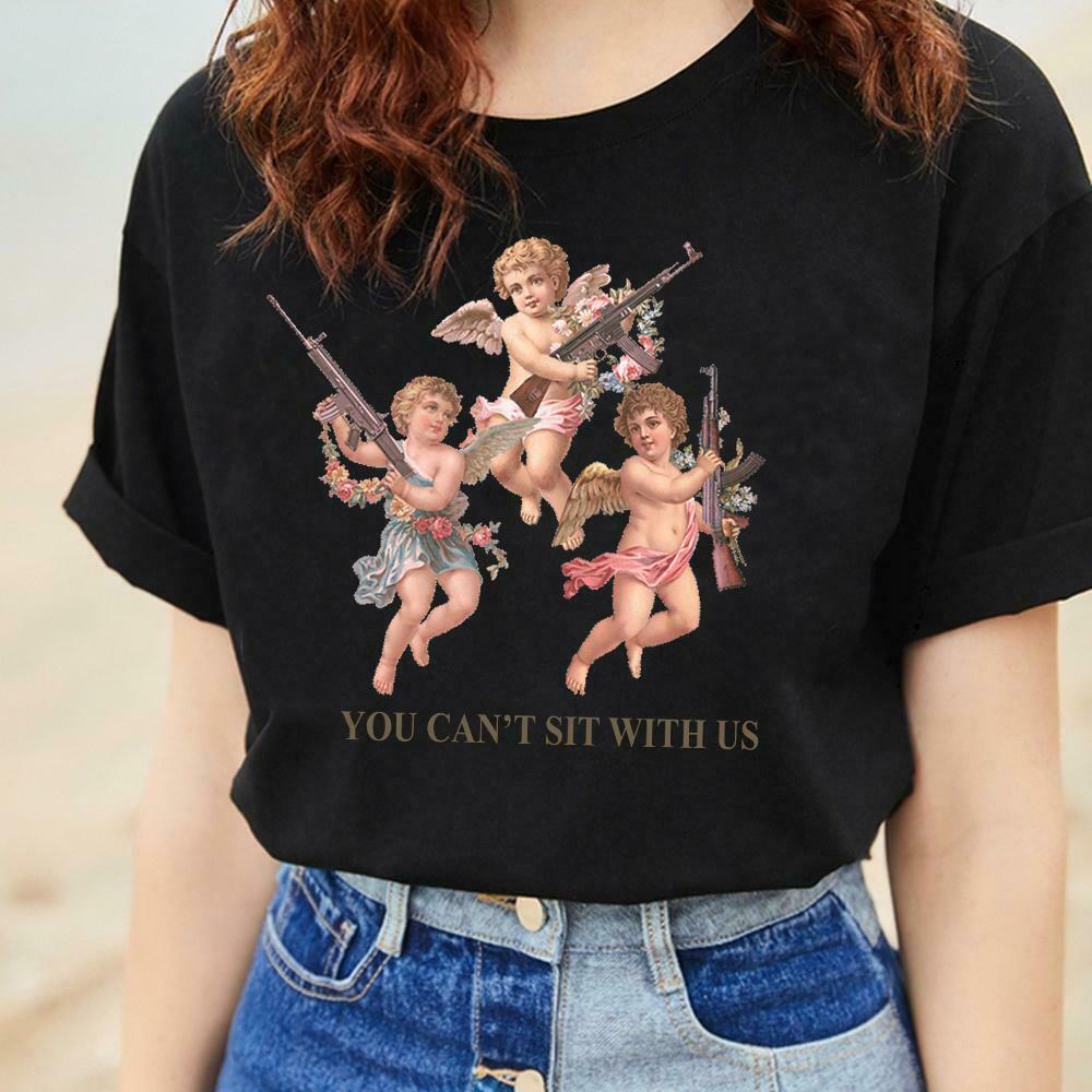 You Can't Sit With Us Y2K Aesthetic T-Shirt for Women - Coquette Style Grunge Fashion Top