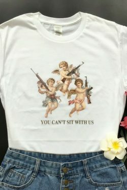 You Can't Sit With Us Y2K Aesthetic T-Shirt for Women - Coquette Style Grunge Fashion Top