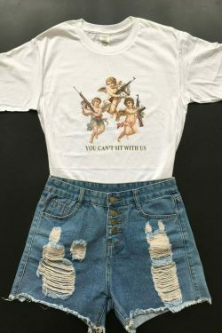 You Can't Sit With Us Y2K Aesthetic T-Shirt for Women - Coquette Style Grunge Fashion Top