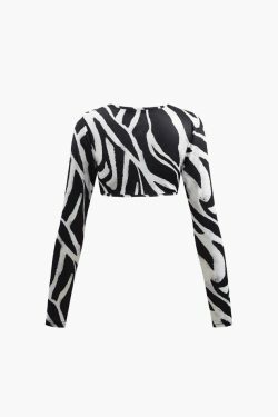 Zebra-Print Coquette Aesthetic Crop Top & Cargo Skirt Set
