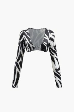 Zebra-Print Coquette Aesthetic Crop Top & Cargo Skirt Set