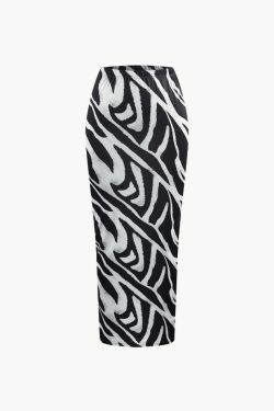 Zebra-Print Coquette Aesthetic Crop Top & Cargo Skirt Set