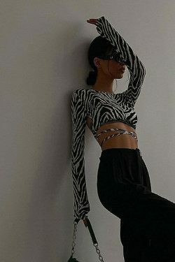 Zebra Print Backless Top: Y2K Fashion Statement with Coquette Aesthetic Twist