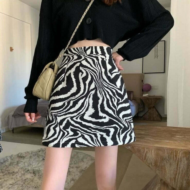 Zebra Print Mini Skirt - Y2K Fashion Statement with Coquette Aesthetic & Grunge Vibes