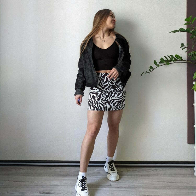 Zebra Print Mini Skirt - Y2K Fashion Statement with Coquette Aesthetic & Grunge Vibes