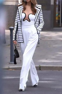 Zebra Striped Stand-up Collar Jacket Suit for Women - Y2K Fashion Statement Piece