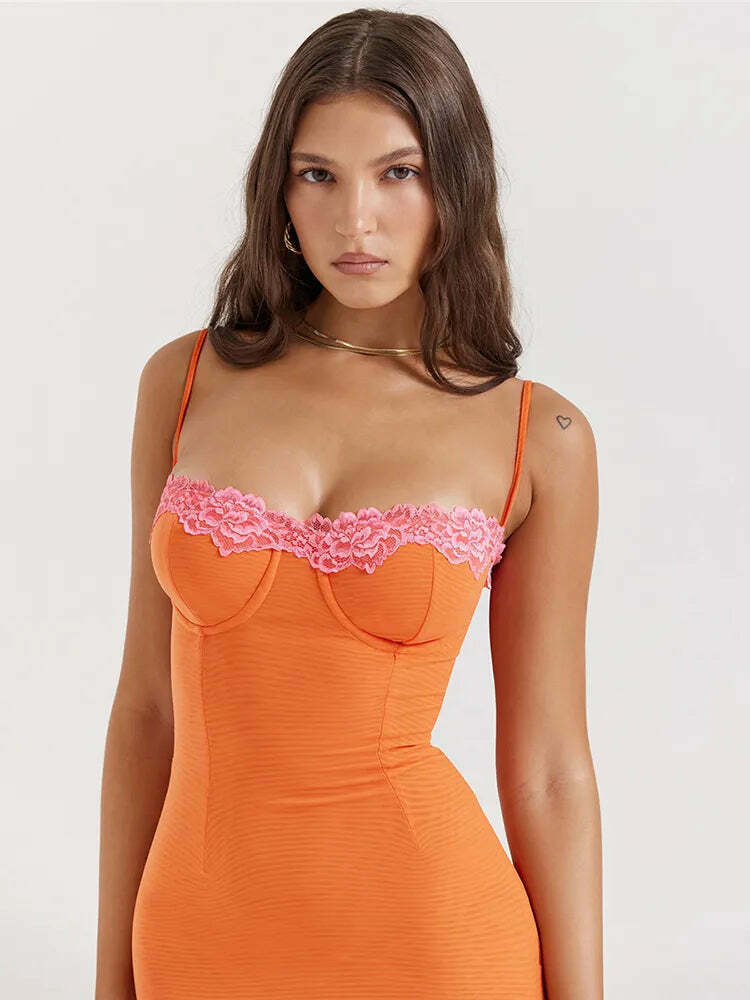 Zestful Zing Lace Detail Dress - Y2K Fashion Statement with Coquette Aesthetic Touch