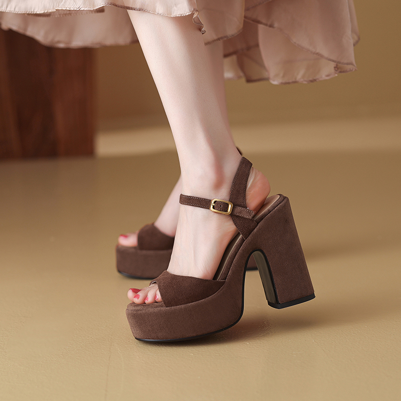 12.5 cm Italian-Style Soft-Soled Leather High Heel Sandals for Comfort and Style, Perfect for 90s and Y2K Fashion 12.5 cm Italian-Style Soft-Soled Leather High Heel Sandals for Comfort and Style, Perfect for 90s and Y2K Fashion