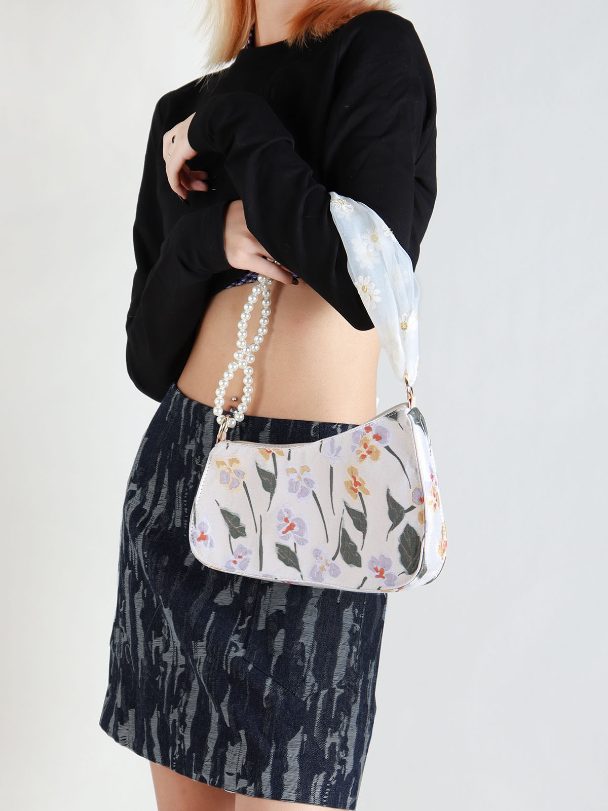 2022 Women's Three-Dimensional Embroidered Lace Pearl Chain Underarm Crossbody Bag - Trendy Niche Handbag 2022 Women's Three-Dimensional Embroidered Lace Pearl Chain Underarm Crossbody Bag - Trendy Niche Handbag