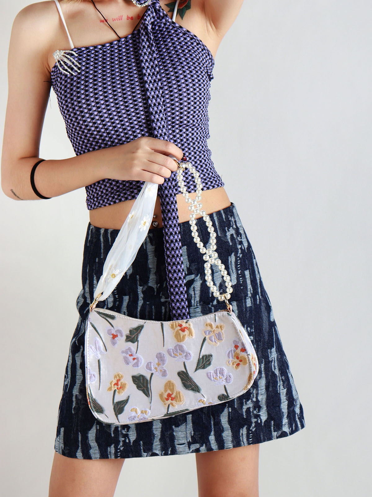 2022 Women's Three-Dimensional Embroidered Lace Pearl Chain Underarm Crossbody Bag - Trendy Niche Handbag 2022 Women's Three-Dimensional Embroidered Lace Pearl Chain Underarm Crossbody Bag - Trendy Niche Handbag