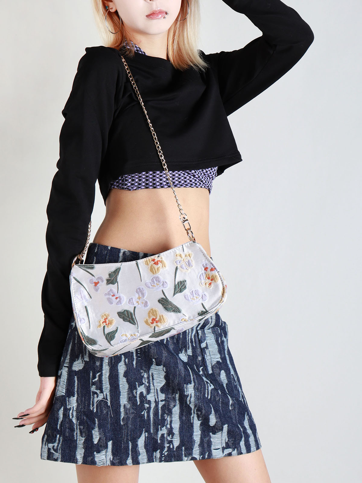 2022 Women's Three-Dimensional Embroidered Lace Pearl Chain Underarm Crossbody Bag - Trendy Niche Handbag 2022 Women's Three-Dimensional Embroidered Lace Pearl Chain Underarm Crossbody Bag - Trendy Niche Handbag