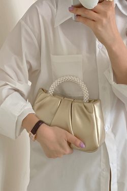 2023 Pearl Color Pleated Cloud Women's Handbag - Versatile Wrist & Shoulder Crossbody Bag for Chic Style